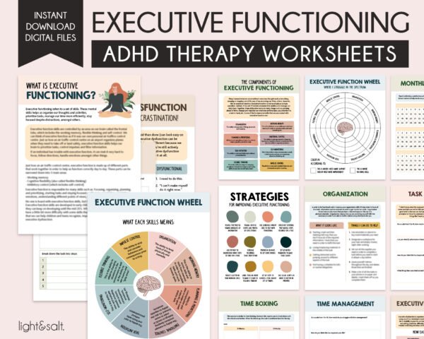 Executive functioning ADHD therapy worksheets